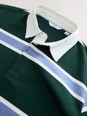 Green/Fine Blue Horizontal Stripe Rugby Shirt - Image 6 of 7