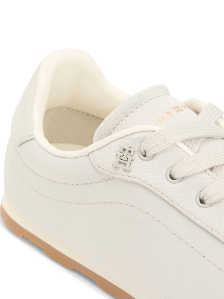 Tommy Hilfiger Grey Monogram Satin Trainers - Image 6 of 6
