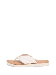 Tommy Hilfiger Cream Monogram Plaque Hemp Flip Flops - Image 1 of 6