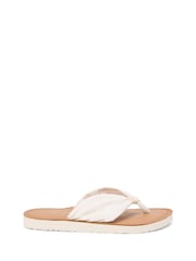 Tommy Hilfiger Cream Monogram Plaque Hemp Flip Flops - Image 2 of 6