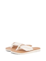 Tommy Hilfiger Cream Monogram Plaque Hemp Flip Flops - Image 3 of 6