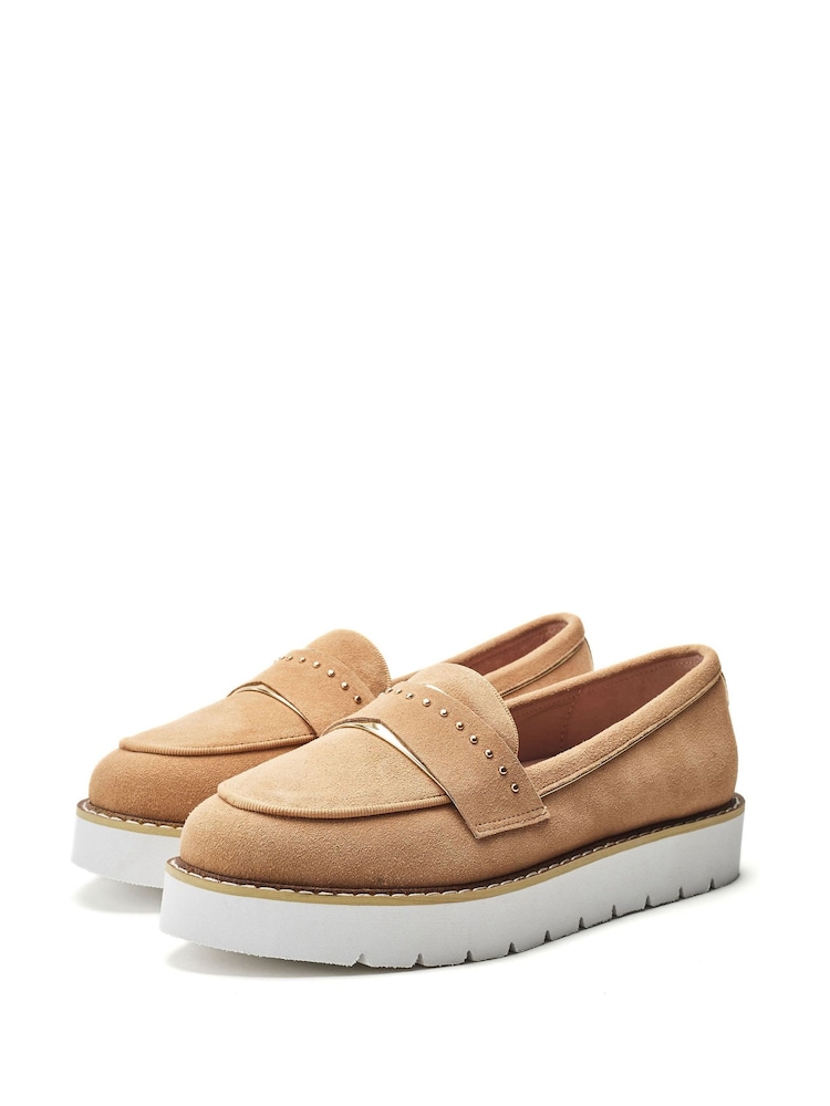 Moda in Pelle Natural Elber Suede Cleated Loafers - Image 2 of 4