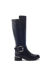Moda in Pelle Black Sumiha Smart Long Boots With Buckle - Image 1 of 4
