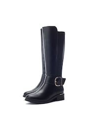 Moda in Pelle Black Sumiha Smart Long Boots With Buckle - Image 2 of 4