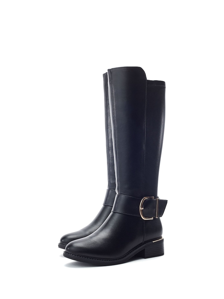 Moda in Pelle Black Sumiha Smart Long Boots With Buckle - Image 2 of 4