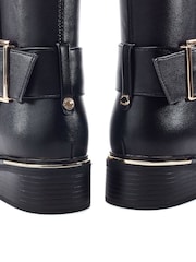 Moda in Pelle Black Sumiha Smart Long Boots With Buckle - Image 3 of 4