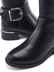 Moda in Pelle Black Sumiha Smart Long Boots With Buckle - Image 4 of 4
