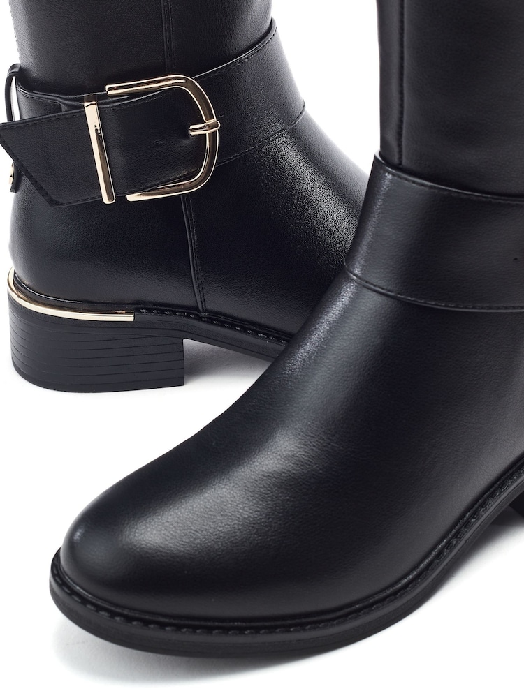 Moda in Pelle Black Sumiha Smart Long Boots With Buckle - Image 4 of 4