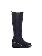 Moda in Pelle Black Rounia Glitz Rand Stretch Long Wedges - Image 1 of 3