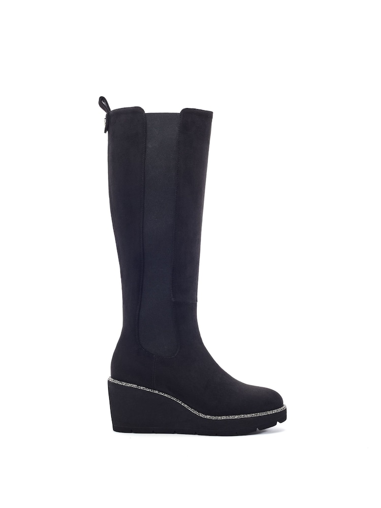 Moda in Pelle Black Rounia Glitz Rand Stretch Long Wedges - Image 1 of 3 Moda in Pelle Black Rounia Glitz Rand Stretch Long Wedges - Image 1 of 3