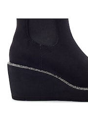 Moda in Pelle Black Rounia Glitz Rand Stretch Long Wedges - Image 3 of 3