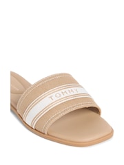 Tommy Hilfiger Natural Canvas Denim Webbing Strap Mules - Image 6 of 6