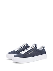 Tommy Hilfiger Blue Washed Canvas Platform Trainers - Image 3 of 6