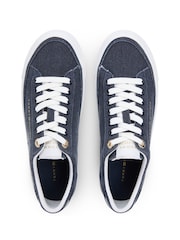 Tommy Hilfiger Blue Washed Canvas Platform Trainers - Image 5 of 6