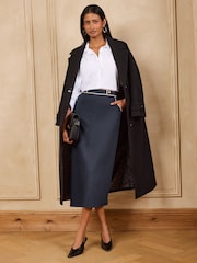 Love & Roses Navy Tailored Contrast Tipping Pencil Skirt - Image 3 of 4