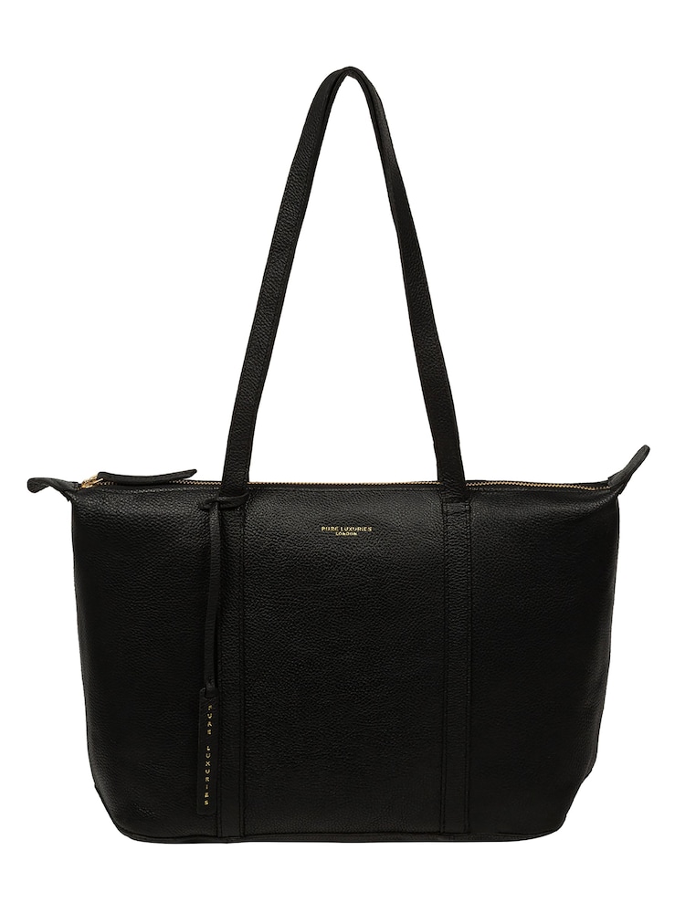 Pure Luxuries London Black Niva Leather Tote Bag - Image 1 of 4