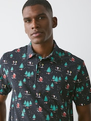 Grey Snoopy Christmas Short Sleeve Motionflex Polo Shirt - Image 1 of 7
