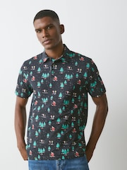 Grey Snoopy Christmas Short Sleeve Motionflex Polo Shirt - Image 3 of 7