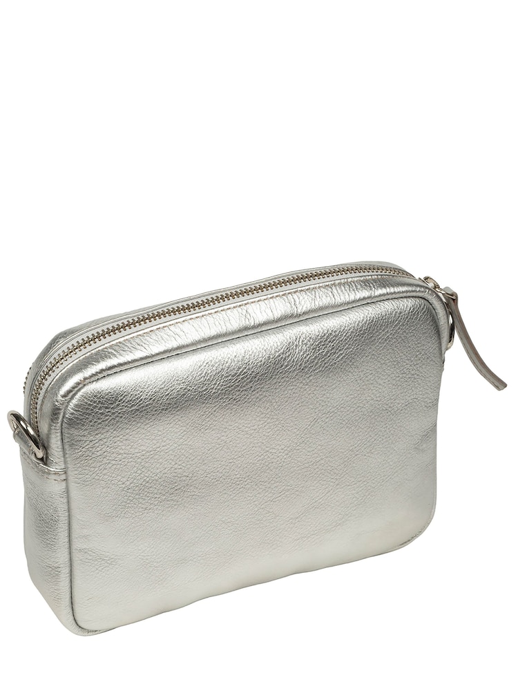 Argint/Argintiu - Pure Luxuries London Eris Leather Cross-Body Bag - Imaginea 2 din 4