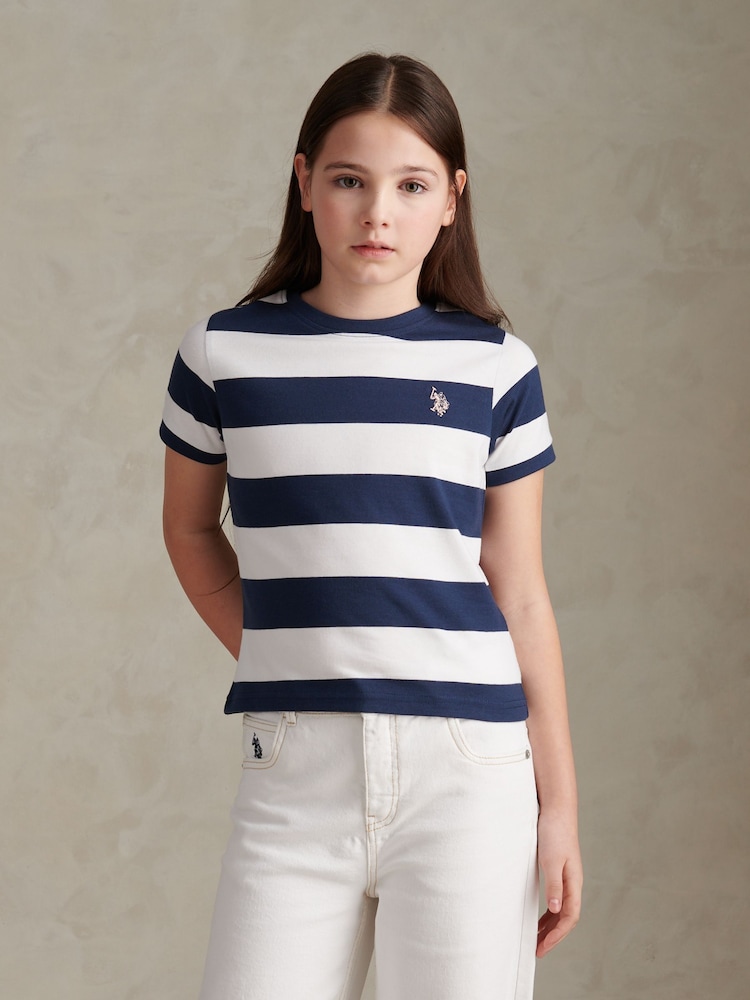 U.S. Polo Assn Dark Blue Stripe Logo T-Shirt - Image 1 of 7