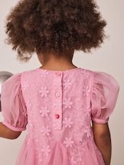 Pastel Pink 3D Flower Godet Occasion Dress (3mths-8yrs) - Image 5 of 5