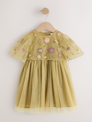 Olivgrün - Gesticktes Netz-Kleid für besondere Anlässe (3Monate –8Jahre) - Bild 5 von 8
