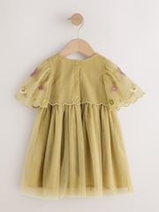 Olivgrün - Gesticktes Netz-Kleid für besondere Anlässe (3Monate –8Jahre) - Bild 6 von 8