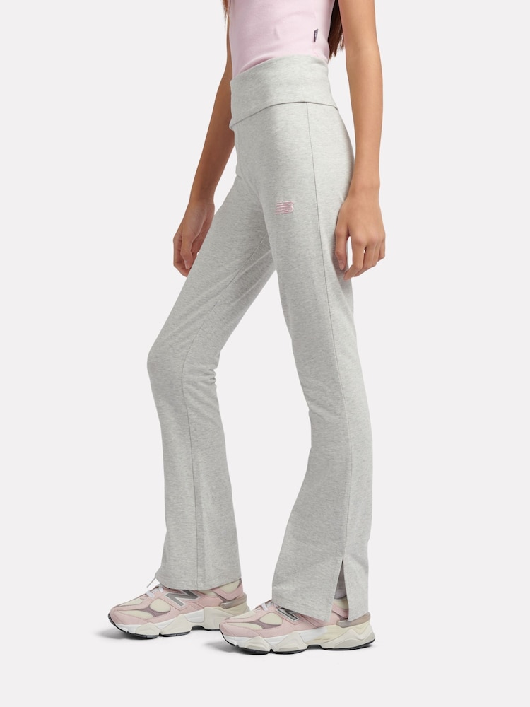 New Balance Grey Small Logo Roll Down Flare Leggings - Image 2 of 9