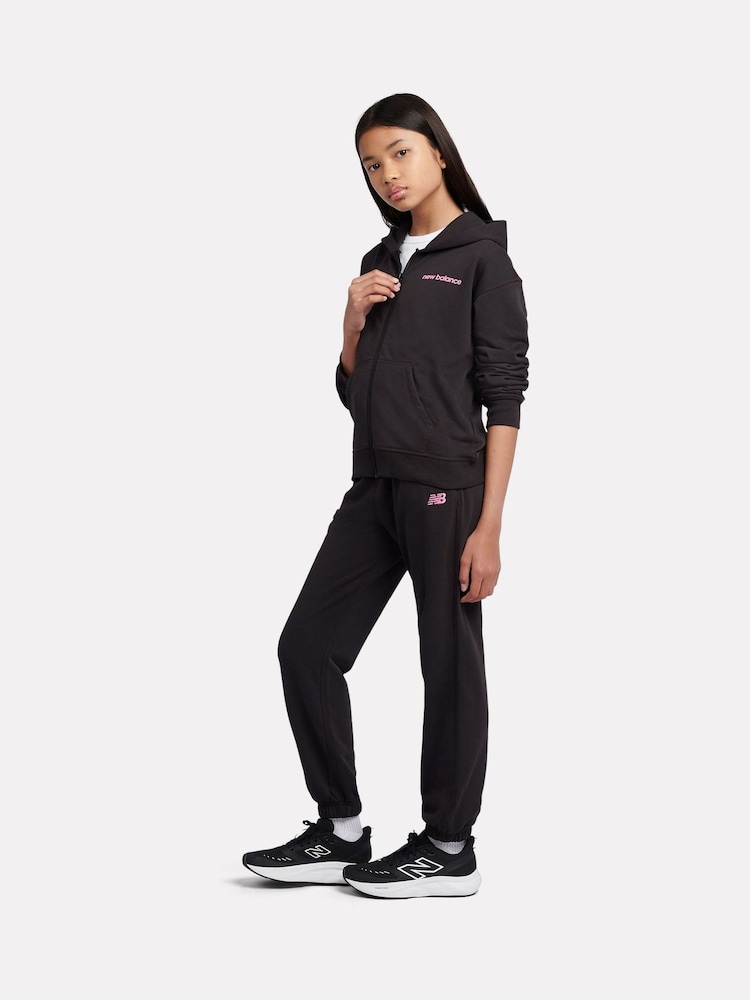 New Balance Black Linear Logo Zip Hoodie & Joggers Set - Image 2 of 11