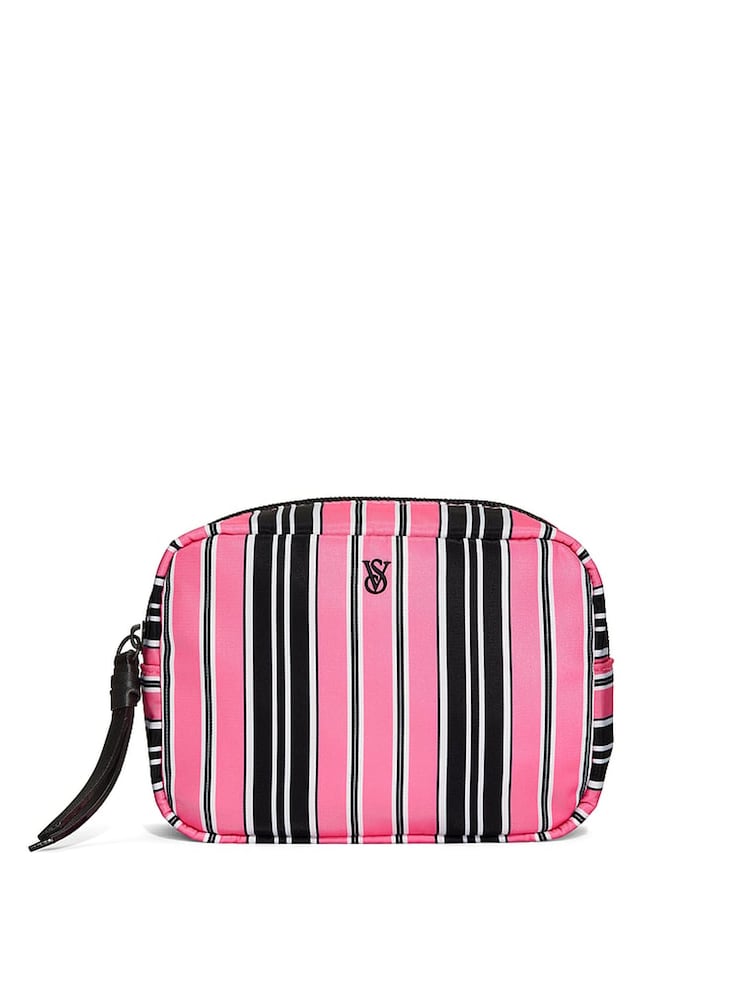 Victoria's Secret Pink Black Stripe Make Up Bag - Image 1 of 3 Victoria's Secret Pink Black Stripe Make Up Bag - Image 1 of 3