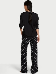 Victoria's Secret Black Polka Dot Long Sleeve Flannel Pyjamas  Scrunchie Set - Image 2 of 2