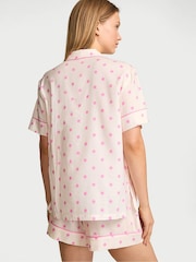 Victoria's Secret Pink Polka Dot White Flannel Shorts Pyjama Set - Image 3 of 3
