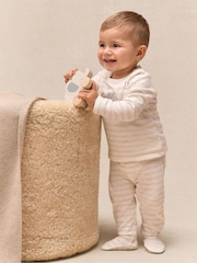 The White Company White Cotton Hello Baby Top & Leggings Set - Image 1 of 5