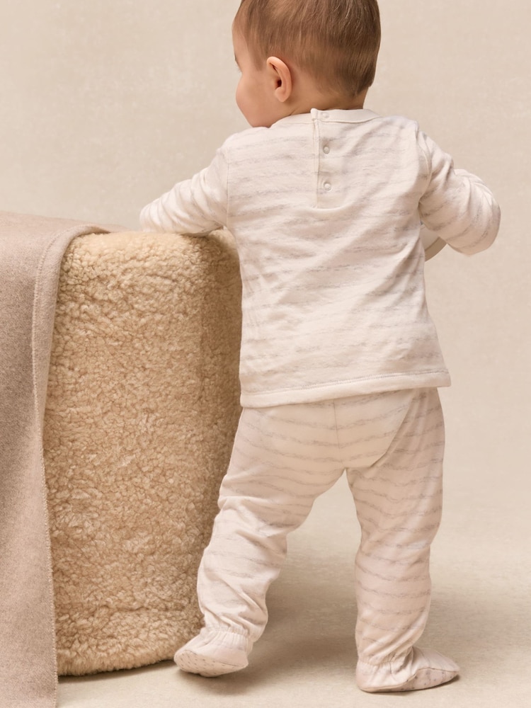 The White Company White Cotton Hello Baby Top & Leggings Set - Image 2 of 5