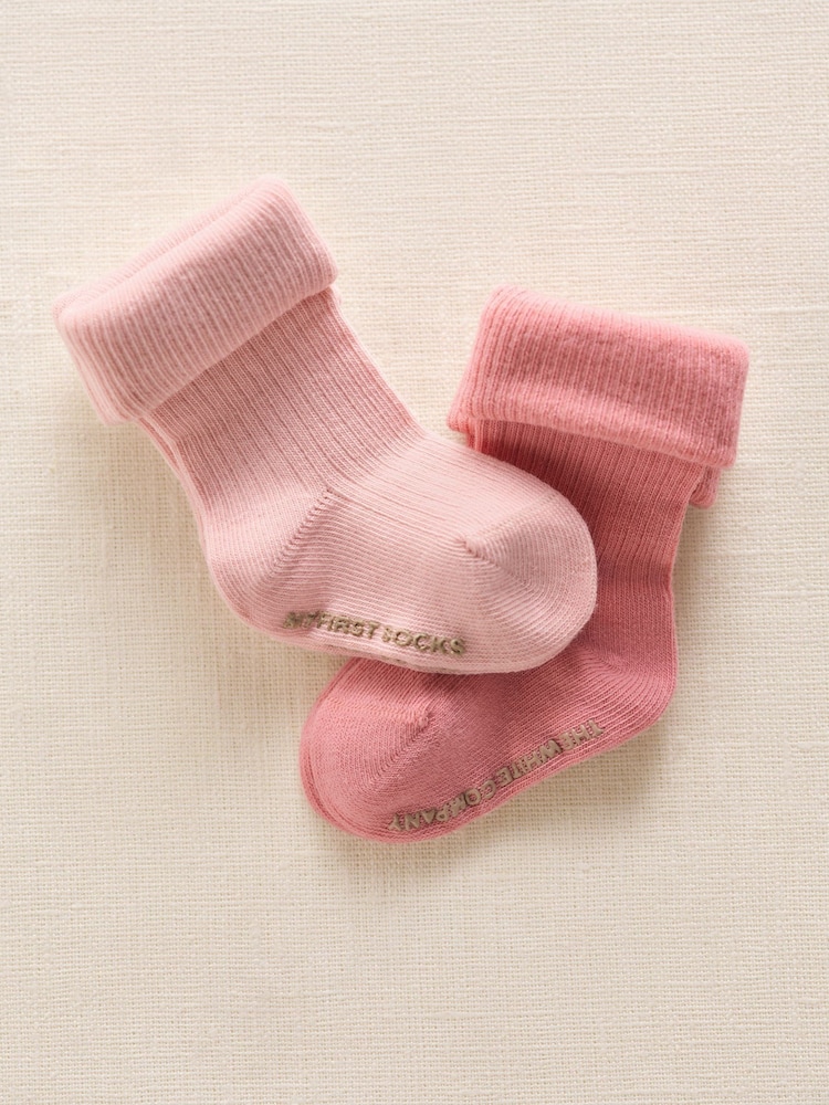 The White Company Pink Cotton Blend My First Socks Gift Set - Image 4 of 4
