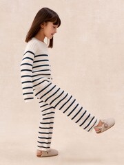 The White Company White Cotton Stripe Crochet Top & Jogger Set - Image 2 of 5