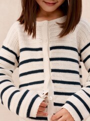 The White Company White Cotton Stripe Crochet Top & Jogger Set - Image 4 of 5