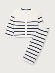 The White Company White Cotton Stripe Crochet Top & Jogger Set - Image 5 of 5