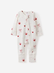 Cotton On Vanilla/Sweetheart Long Sleeve Zip Sleepsuit - Image 1 of 3