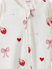 Cotton On Vanilla/Sweetheart Long Sleeve Zip Sleepsuit - Image 2 of 3