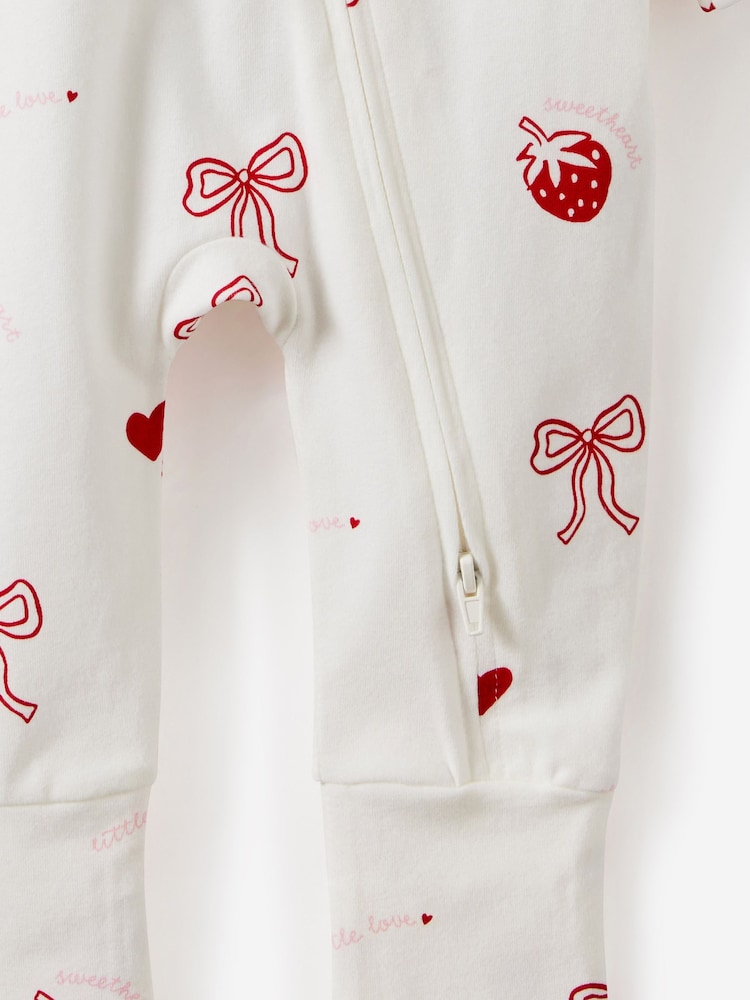 Cotton On Vanilla/Sweetheart Long Sleeve Zip Sleepsuit - Image 3 of 3