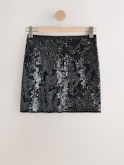 Қара - Sequin Velvet Mini Skirt - 8суретінің 6 суреті