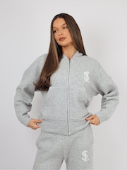Simmi London Grey Romy Simmi Studios Chunky Knit Hoodie - Image 1 of 4