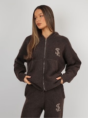 Simmi London Brown Romy Simmi Studios Chunky Knit Hoodie - Image 1 of 4