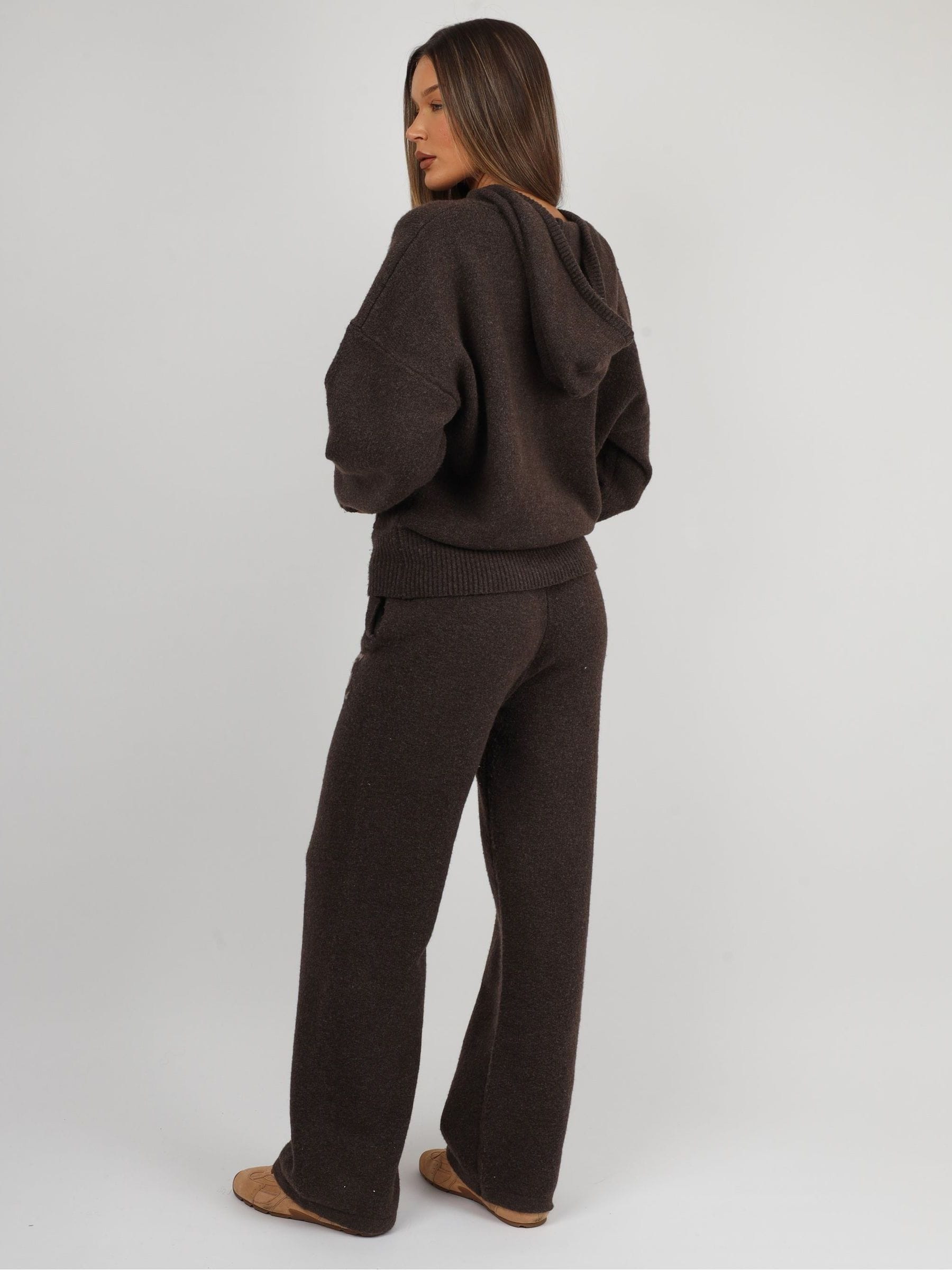 Buy Simmi London Brown Romy Simmi Studios Chunky Knit Hoodie from