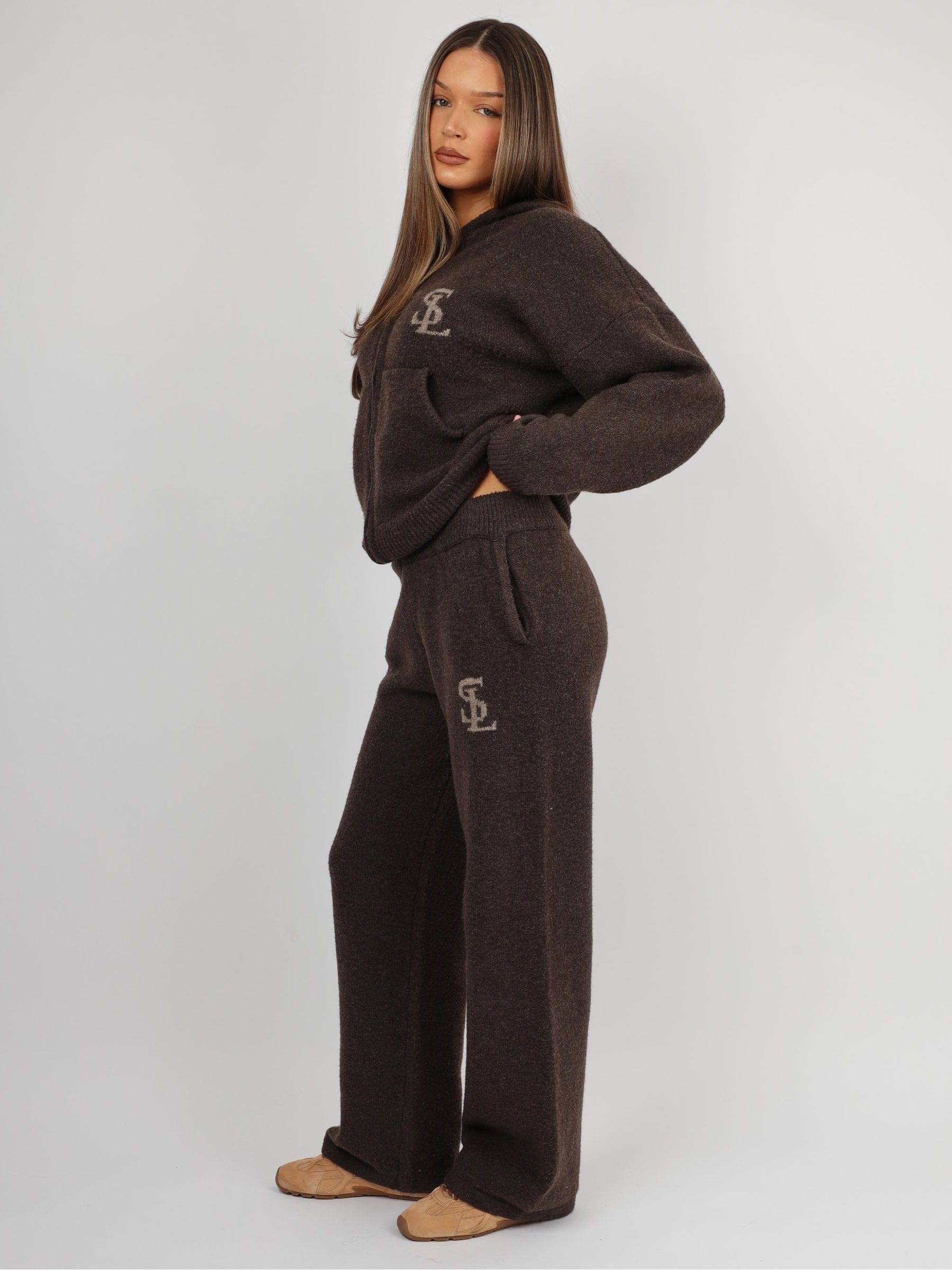 SIMS 138cm グーフィー Buy Simmi London Brown Romy Simmi Studios Chunky Knit Hoodie from