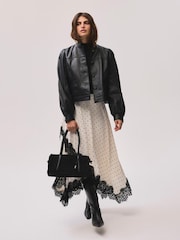 Mint Velvet Cream Polka Dot Lace Trim Midi Skirt - Image 2 of 7