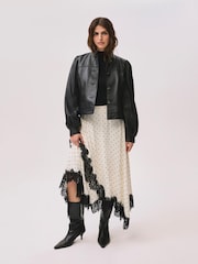 Mint Velvet Cream Polka Dot Lace Trim Midi Skirt - Image 3 of 7