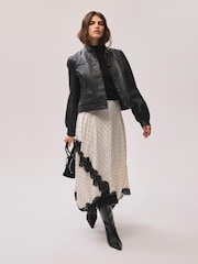 Mint Velvet Cream Polka Dot Lace Trim Midi Skirt - Image 4 of 7