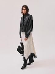 Mint Velvet Cream Polka Dot Lace Trim Midi Skirt - Image 5 of 7